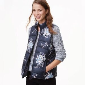 LOFT | women’s black Floral Puffer Vest